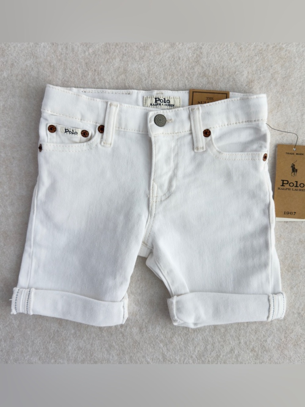 Polo Ralph Lauren Toddler Girls White Denim Sullivan Slim Shorts Size 3 NWT NEW